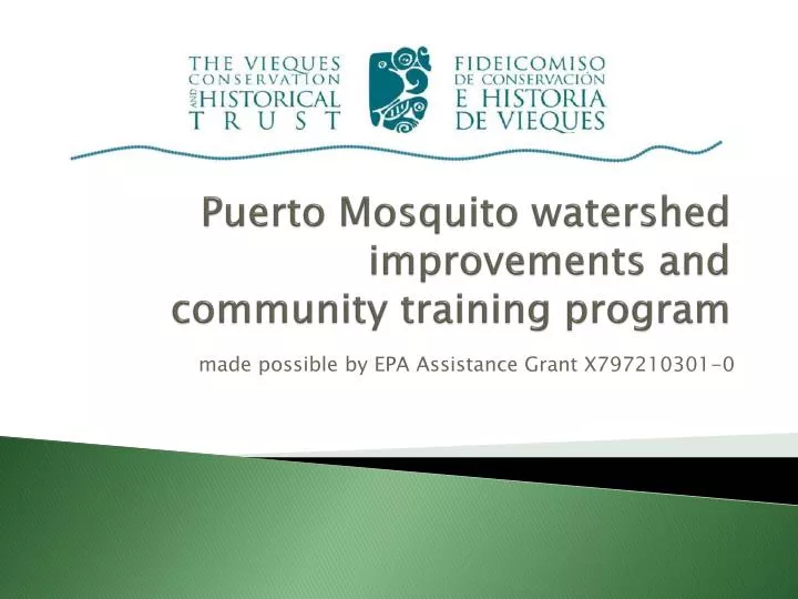 puerto mosquito watershed improvements and community training program