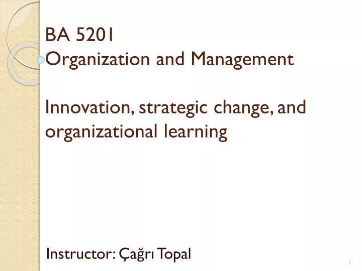 ba 5201 organization and management innovation strategic change and organizational learning