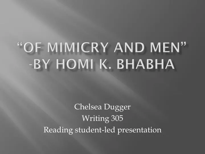 of mimicry and men by homi k bhabha