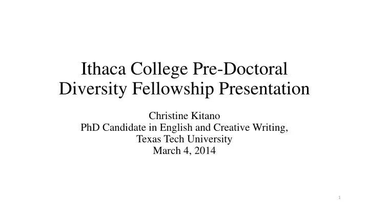 ithaca college pre doctoral diversity fellowship presentation