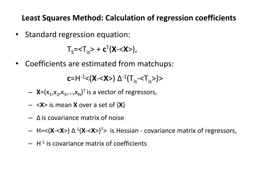 PPT - Least Squares Method: Calculation of regression coefficients ...
