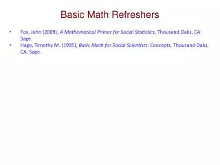 Basic Math Refreshers