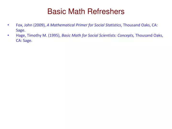 basic math refreshers