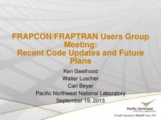 FRAPCON/FRAPTRAN Users Group Meeting: Recent Code Updates and Future Plans