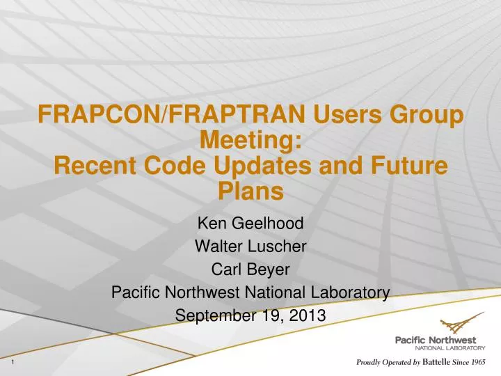 frapcon fraptran users group meeting recent code updates and future plans
