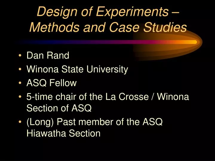 design of experiments methods and case studies