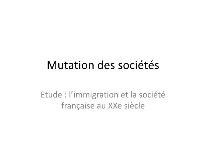 mutation des soci t s