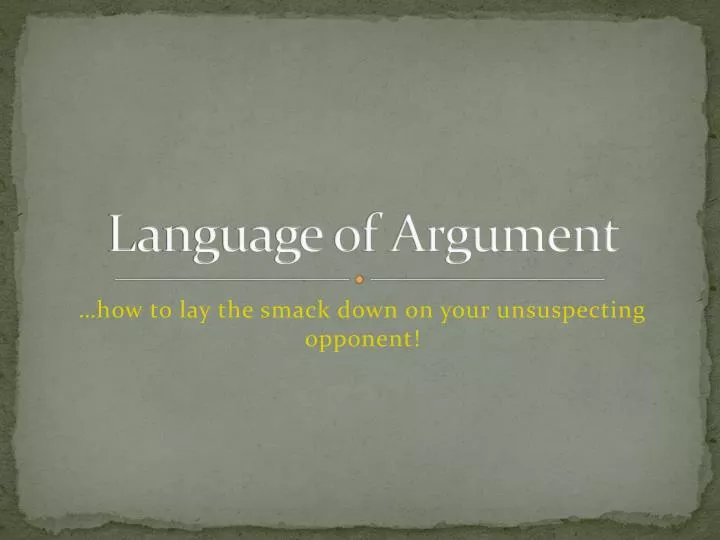 language of argument