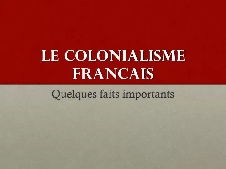 le colonialisme francais