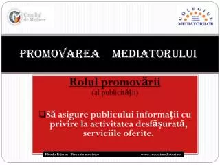 promovarea mediatorului