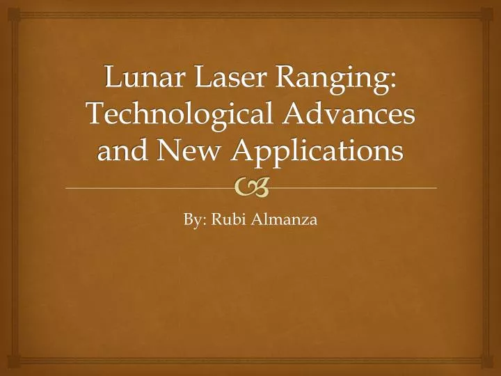 lunar laser ranging technological advances and new applications