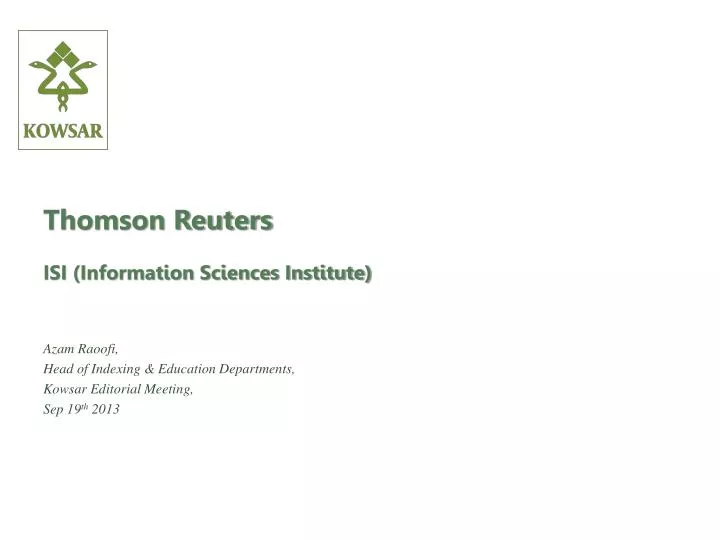 thomson reuters isi information sciences institute