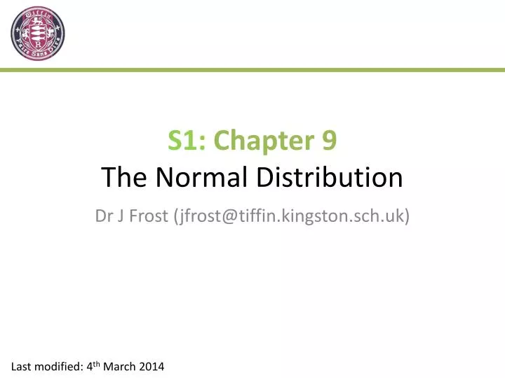 s1 chapter 9 the normal distribution