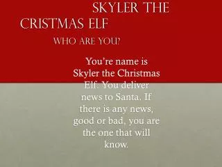 Skyler the Cristmas Elf Who are you?