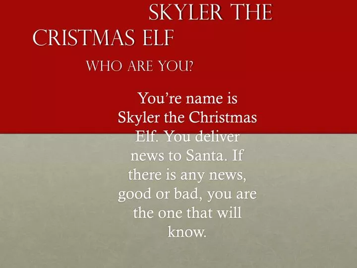 skyler the cristmas elf who are you