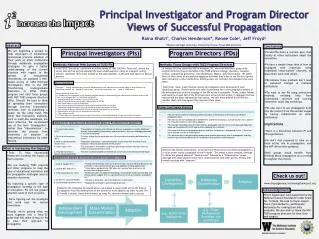 Principal Investigator and Program Director Views of Successful Propagation