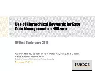 Use of Hierarchical Keywords for Easy Data Management on HUBzero