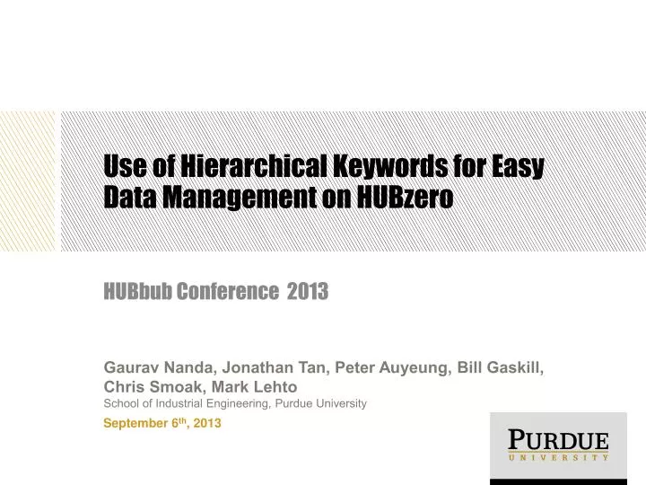 use of hierarchical keywords for easy data management on hubzero