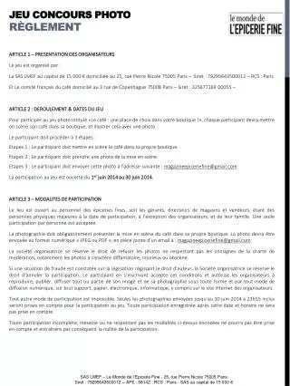 jeu concours photo r glement