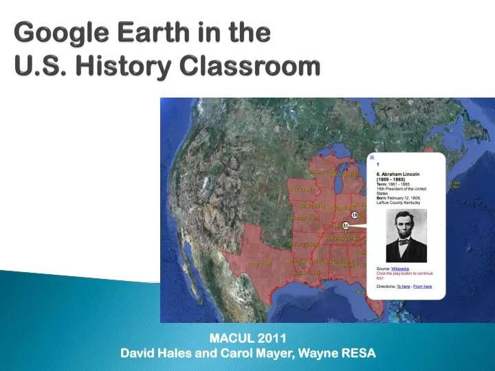 google earth in the u s history classroo m