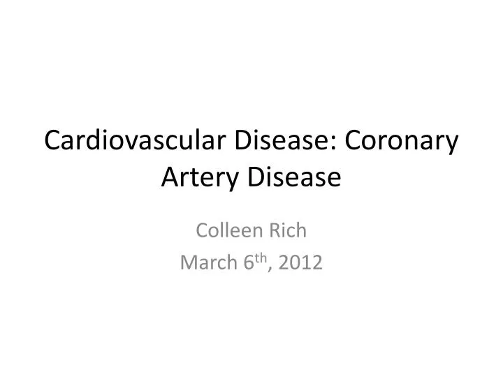 cardiovascular disease coronary artery disease