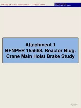 Attachment 1 BFNPER 155668, Reactor Bldg. Crane Main Hoist Brake Study