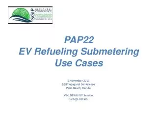 PAP22 EV Refueling Submetering Use Cases