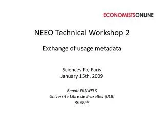 NEEO Technical Workshop 2 Exchange of usage metadata