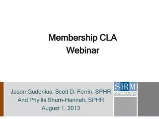 Membership CLA Webinar