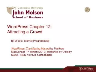 WordPress Chapter 12: Attracting a Crowd