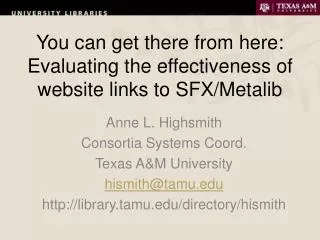 You can get there from here: Evaluating the effectiveness of website links to SFX/Metalib