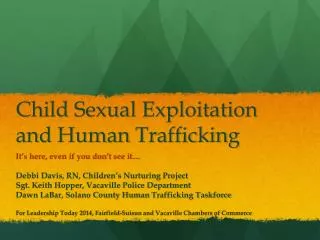 Child Sexual Exploitation and Human Trafficking