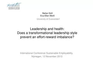International Conference Sustainable Employability, Nijmegen , 12 November 2013