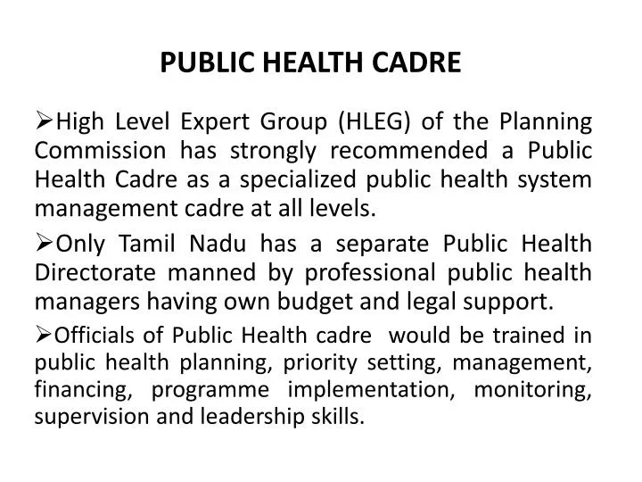 public health cadre