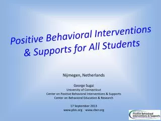 Positive Behavioral Interventions &amp; Supports for All Students