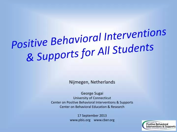 positive behavioral interventions supports for all students