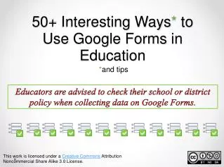 50+ Interesting Ways * to Use Google Forms in Education