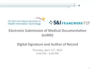 Electronic Submission of Medical Documentation (esMD) Digital Signature and Author of Record