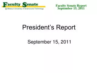 President’s Report September 15, 2011