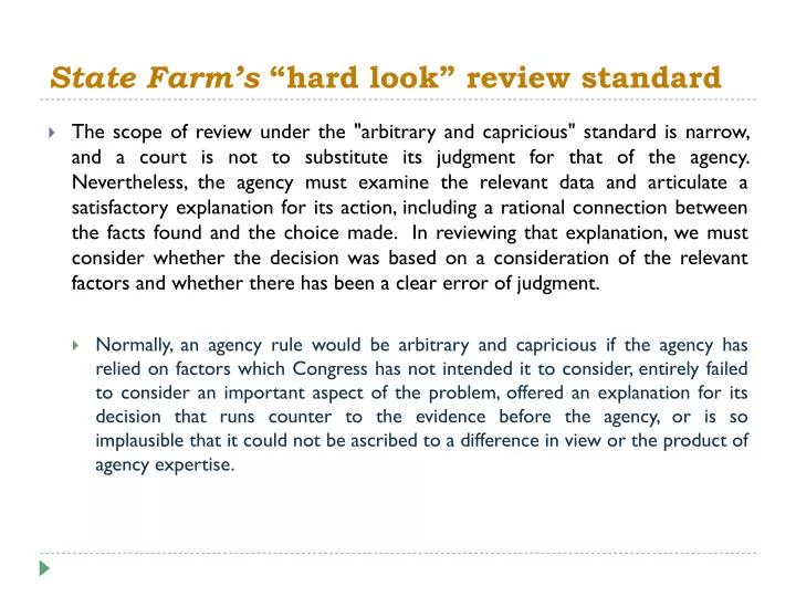 state farm s hard look review standard