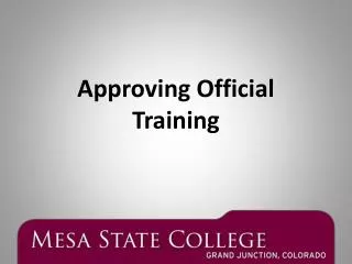 Approving Official Training