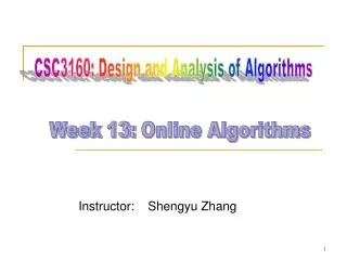 Instructor: 	Shengyu Zhang