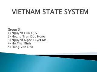 VIETNAM STATE SYSTEM