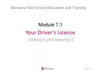 Montana Teen Driver Education and Training