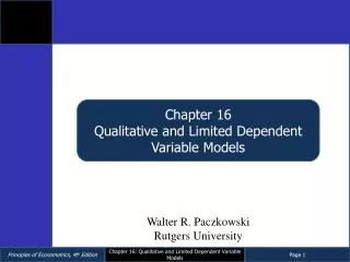 Chapter 16 Qualitative and Limited Dependent Variable Models