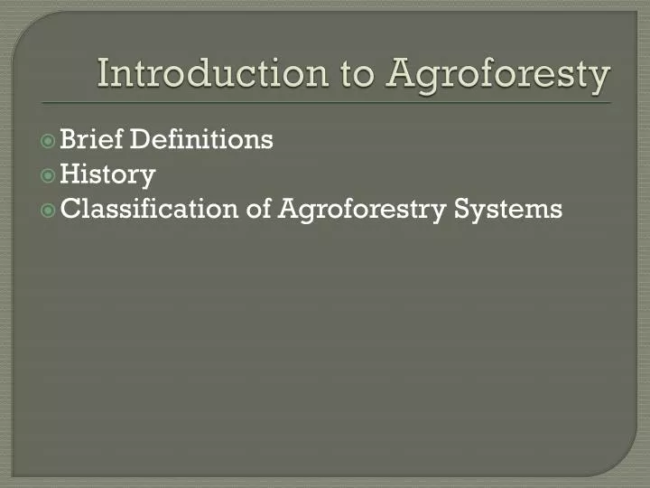 introduction to agroforesty