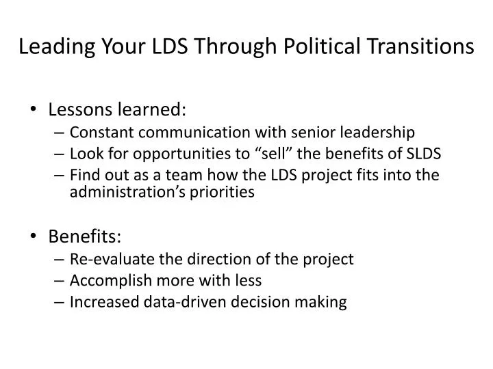 leading your lds through political transitions