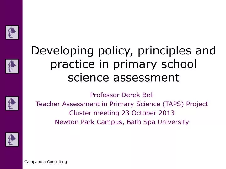 developing policy principles and practice in primary school science assessment