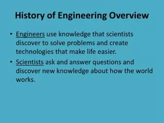 History of Engineering Overview