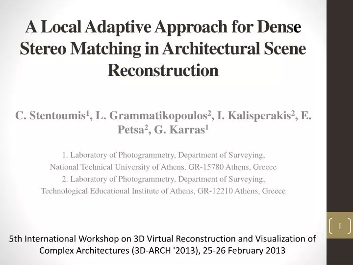 a local adaptive approach for dens e stereo matching i n architectural scene reconstruction